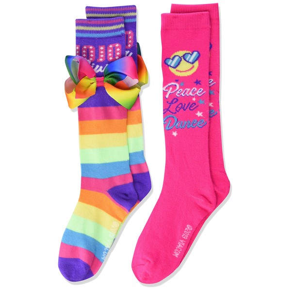 JoJo Siwa girls Jojo Siwa 2 Pack Knee High Casual Sock, Rainbow Multi, 9 11 US