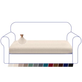 Granbest High Stretch Sofa Seat Cushion Cover, Super Soft Sofa Seat Cover, Seat Cushion Protector, Jacquard Spandex Fabric with Elastic Bottom (3-Seater, Beige)