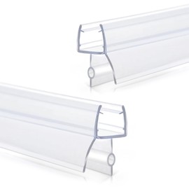 Shower Door Bottom Seal Strips 2PCS, 36 Inch Long Ultra Clear Vinyl Seal Strips with Sweep for 5/16"(8mm) Thick Frameless Glass Door, to Stop Water Leak