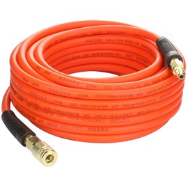 YOTOO Hybrid Air Hose 1/4-Inch by 50-Feet 300 PSI Heavy Duty, Lightweight, Kink Resistant, All-Weather Flexibility with 1/4-Inch Industrial Air Fittings and Bend Restrictors, Orange