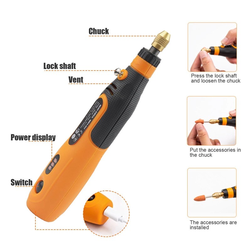 48pcs 3.6V Mini Cordless Rotary Tool Kit 3 Variable Speeds