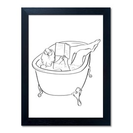 Black and White Bathroom Wall Art Reading Girl in Bathtub Minimalism Bathroom Decor Canvas Paintings Funny Modern Prints Pictures