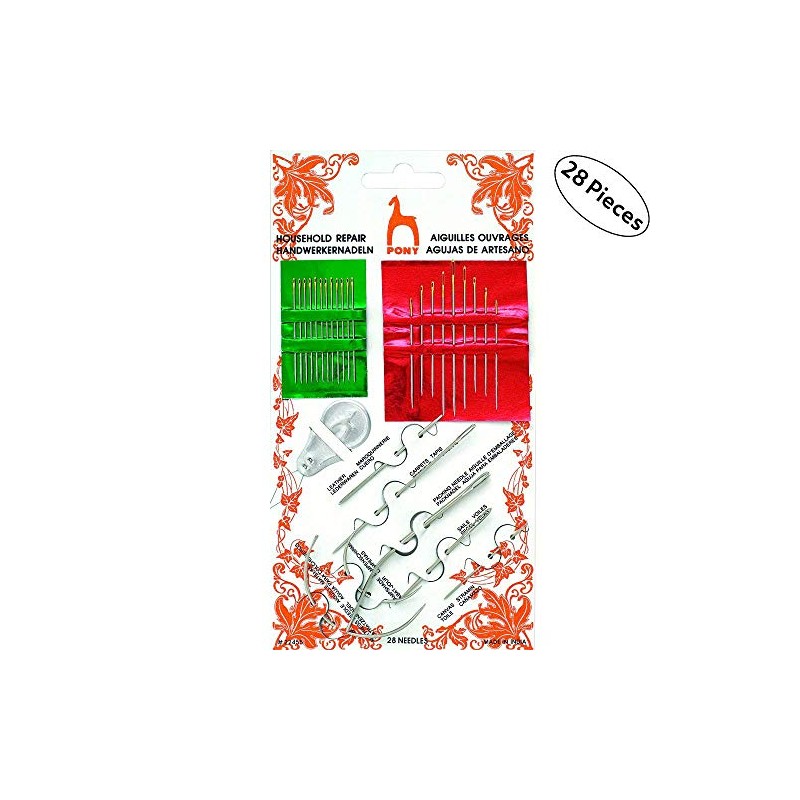 Pony 28 Pieces Household Repair Kit, Includes: Pack Needles, Chenille,