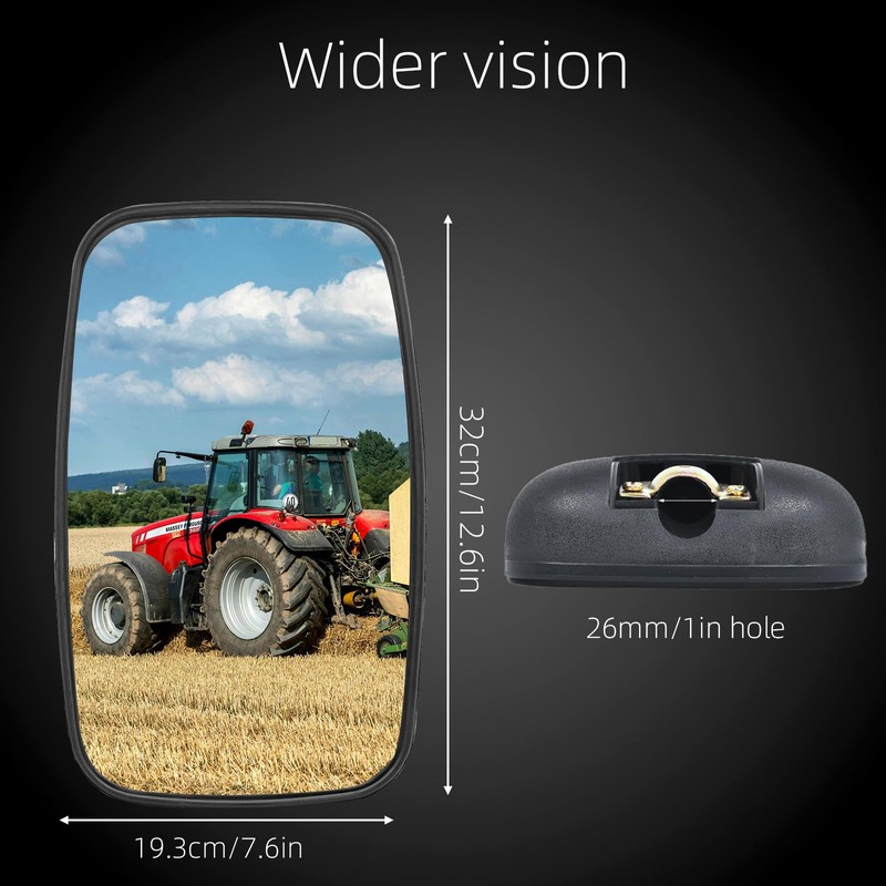 2PCS 12.6x7.5 inch Large Truck mirrors-Glass tractor mirrors-Side Mirrors for