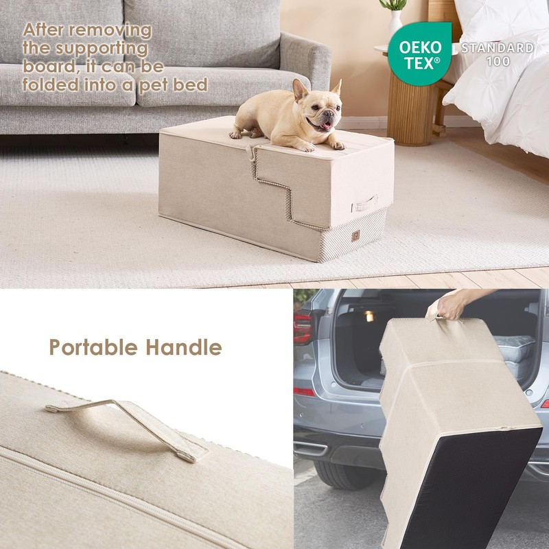 EHEYCIGA Dog Stairs for High Bed 22.5”H, 5-Step Dog Steps