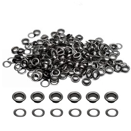 Biaungdo 1/4" Eyelets, Black Grommets Eyelets, Metal Eyelets with Washers for Canvas, Shoes, Clothing, Fabric, Leather and Bag, 100 Sets (Black)