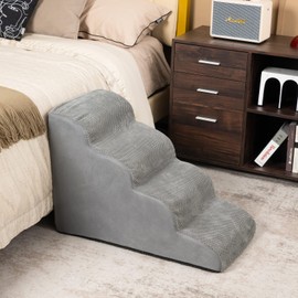 PETSITE 20" Foam Pet Steps, 4 Tiers Dog Stairs for Small Dogs & Cats, High Density Non-Slip Pet Ladder Ramp for Couch, Sofa, and High Bed, Holds up to 66 LBS