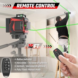 Laser Level with Tripod, 3x360° Green Line Laser Tool with Self-Leveling & Manuel Dual Models, Remote Control, Rechargeable Battery for Picture Hanging, Tile, Home Renovation (Bag Included),decoration. cross line
