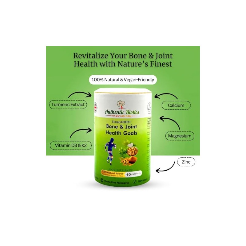 Vegan Joint Support – 2x60 Capsules with Calcium, Magnesium, Zinc,