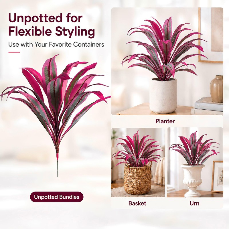 Artificial Dragon Blood Plant Set, 6 Pack Outdoor Cordyline Fack