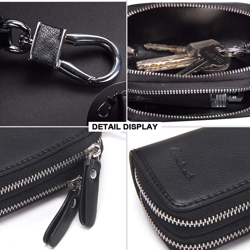 CONTACTS Estuche de cuero para llaves de coche con doble