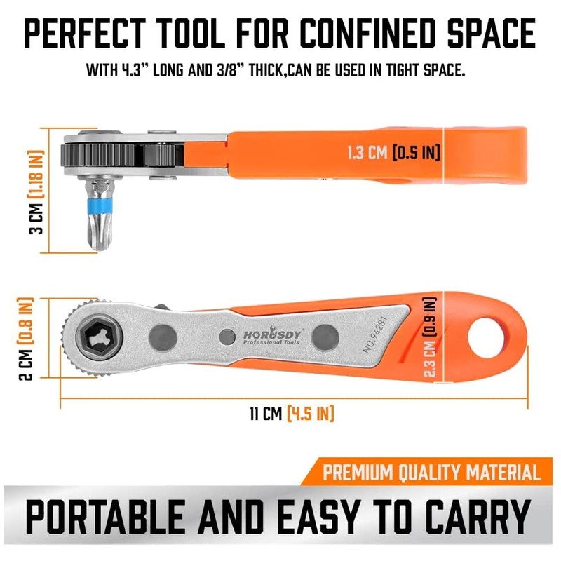 HORUSDY 23-Piece 1/4 Mini Ratchet Offset Screwdriver Bit Set, S2