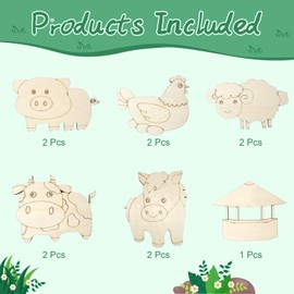Wooden Farm Animal Party Favors - Individually Packaged 12 PCS Animal & House Painting Kit with Brushes and Paints, Funny Thickened Wood Farm Themed Party Favors for Art Lover Gifts