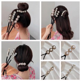 4pcs Braided Hair Clip for Women,Shell Pearl Hair Braider,Hair Bun Maker,Simple Braid Maker for Hair,French Twist Deft Bun Maker Lazy Hair Curler