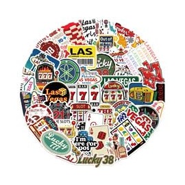 50PCS Las Vegas Stickers for Skateboard,Bike,Luggage,Scrapbook,Car,Helmet,Water Bottle,Laptop,Trendy Cartoon Travel Waterproof Vinyl Decals,Girls Teens Sticker,Aesthetic Graffiti Sticker
