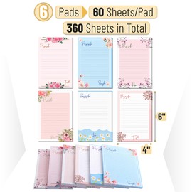 Mr. Pen- Lined Sticky Notes 4x6, 6 Pads, Floral & Colorful, Bulk Sticky Notes