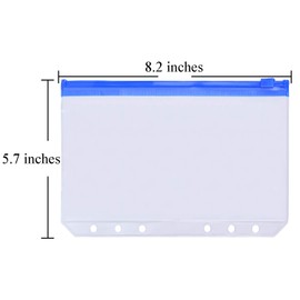 Antner 12PCS A5 Binder Pockets 6 Holes Zipper Cash Envelopes Planner Inserts Bill Pouch for A5 6-Ring Budget Binder, Waterproof PVC Loose Leaf Bags Document Folders Filing Bags, Multicolor