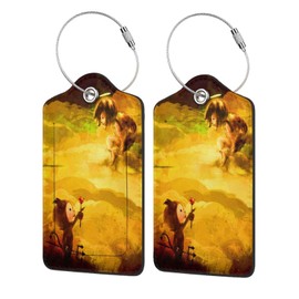 Ghost Angel Love 2 Pack Luggage Tags, Unique Leather Suitcase Tags Identifiers with Privacy Name Address Labels & Durable Steel Loop