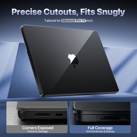 Soonjet for MacBook Pro 14 inch Case 2024-2021 M4 M3 M2 M1 Pro/Max [100% Clear, Refined Black] Protective Hard Shell Case Laptop Cover - Crystal Black