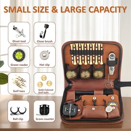 TGWUZZ Golf Gifts for Men and Women, Golf Accessories Set in High-End Case with Gold-Colored Golf Balls, Golf Tees, Brush, Divot Tool, Golf Green Reader, Magnetic Hat Clip, Scorer, Golf Ball Clamp