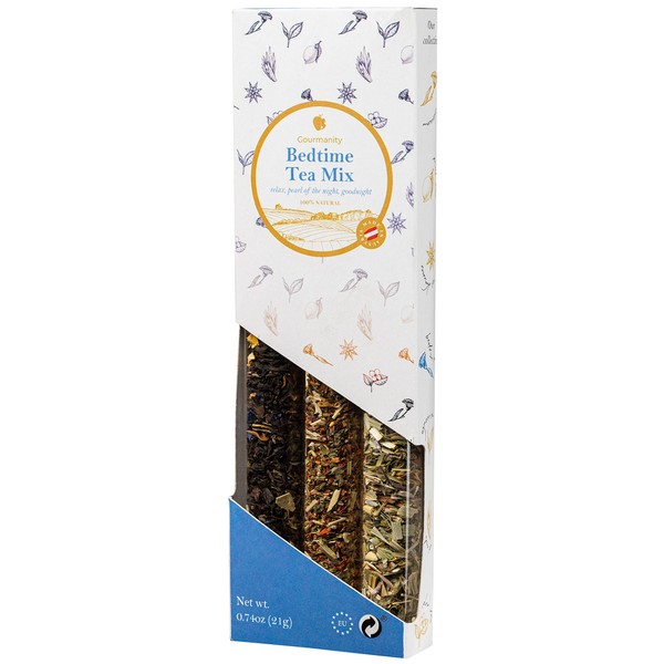 Gourmanity Bedtime Tea Sampler Gift Set, Naturally Calming Herbal Blends,