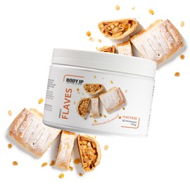 BODY IP Perfect Flaves Flavour Powder Low Sugar & Low Calories Apple Strudel Flavour Powder for Lean Curd and Much More with Lactase and Delicious Pieces Intense Taste and Sweetness 150 g