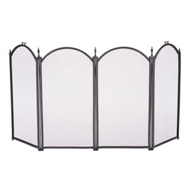 UniFlame Black 4-Fold 25-Inch Fireplace Screen