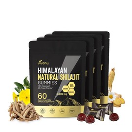 VivoNu Himalayan Shilajit Gummies | With Ashwagandha, Gokshura & other herbs | No added sugar | 60 Gummies:_Pack of 4