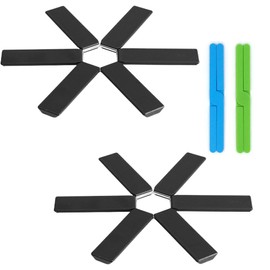 4 Pcs Folding Heat Proof Mats Black Foldable Trivet Pan Protectors Trivets for Kitchen Worktops for Worktops Heat Resistant Trivets, Pan Protectors for Kitchen Table