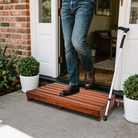Graceware 3.5" One Step Stool for Elderly & Kids, Wood High Riser Step Stool for Bed - 550 Lbs Wooden Mobility Stepping Stools for Bedside, Bathroom, Kitchen, Garden
