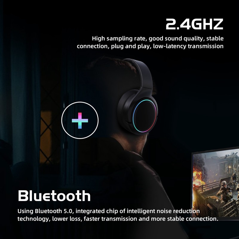 Wireless Headset 2.4G Bluetooth 5.1 Wireless Dual Mode Stereo Noise