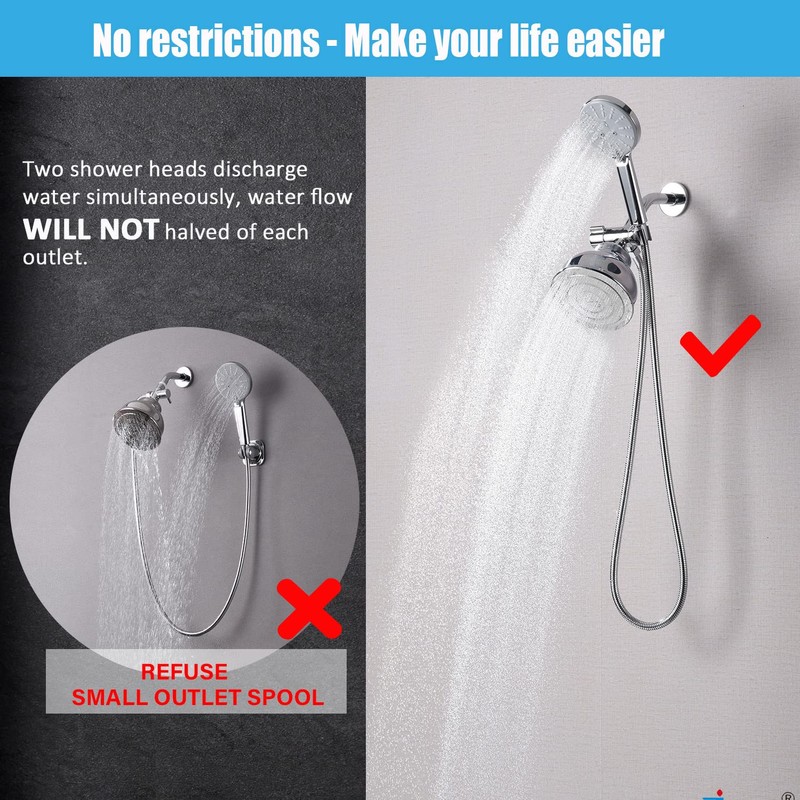 Metal Shower Diverter Valve with Hand Shower Holder, Full Flow