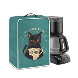Qehuruxo Cat Coffee Maker Cover Dust Proof Appliance Cover Coffee Machine Washable Express Coffee Machine Cover with Handle Waterproof Dust Covers Fits Blender/Toaster/Air Fryer