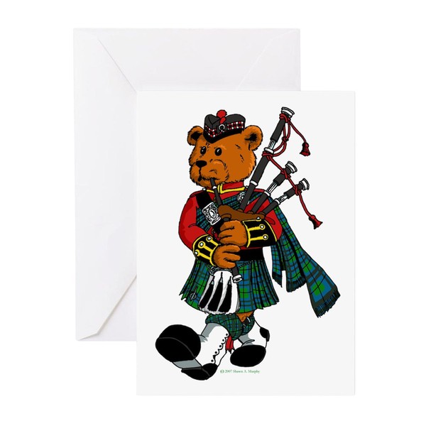 CafePress Jimmie The Scottish Piper Bear Grtng Cards Folded Greeting