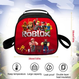 YEIUZPT Children's Lunch Bag, Boys robbloxx Lunch Bag, Anime Lunch Bag, Picnic Bag, Reusable Lunch Cool Bags, Insulated Bag for Work, School, Excursion, 20 x 20 x 12.5 cm