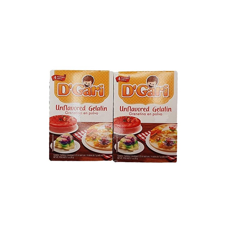 D Gari pack of 2 Unflavored Gelatin 1oz, Quick Snacks,