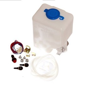 1 Universal-Set 12V Scheinwerfer-Waschanlage mit Behälter Pumpe Schlauch Düsen Washer Kit Neu Old-Harvest