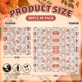Whaline 80Pcs Fall Leaves Paper Napkins Watercolor Autumn Maple Leaf Disposable Napkins Thanksgiving Luncheon Dinner Table Napkins for Wedding Birthday Harvest Party Supplies