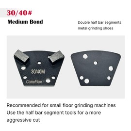 Trapezoid Diamond Metal Grinding Shoes for Concrete Floor, Compatible with Diamatic/Sase/CPS Grinders, Half Bar Seg 30/40 Grit Medium Bond, 9PCS