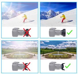 Set of 2 Camera Lens Hoods and 1 Lens Cap - Rubber (Collapsible) + Tulip Flower - Sun Shade/Shield - Reduces Lens Flare and Glare - Blocks Excess Sunlight for Enhanced Photography and Video Footage