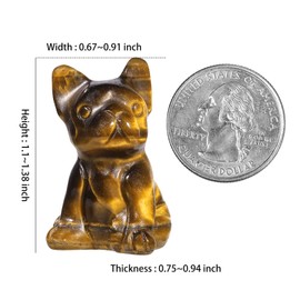 mookaitedecor Tiger's Eye Mini Crystal Stone Dog Figurine, Hand Carved Animal Puppy Statue Sculpture Decoration for Home Office Lucky Fortune Gift, Height 1.1-1.38"
