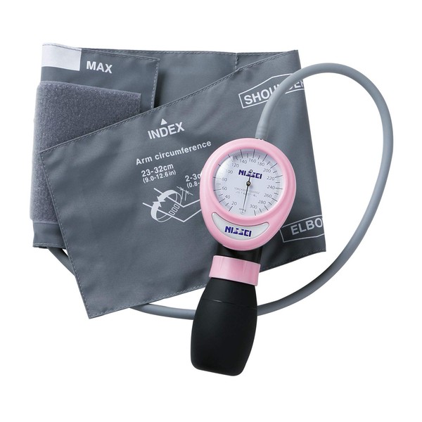 Nippon Precision Meter, Aneloid Blood Pressure Meter, One Hand Type, HT-1500, Pink HT-1500-11K