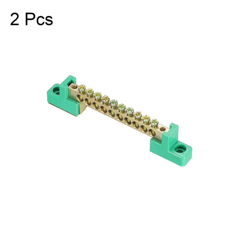 sourcing map Terminal Ground Bar Screw Block Barrier Brass 10