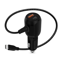 YINGAYOU Cavo da USB C Accendisigari per Auto 20W 40W 12V Cavo Accendisigari USB C Auto Doppia Porta PD&QC3.0 per Tablet, Telefoni, Cuffie, Dashcam, Fotocamere, GPS (Nero, 1.2 m/3.9 ft)