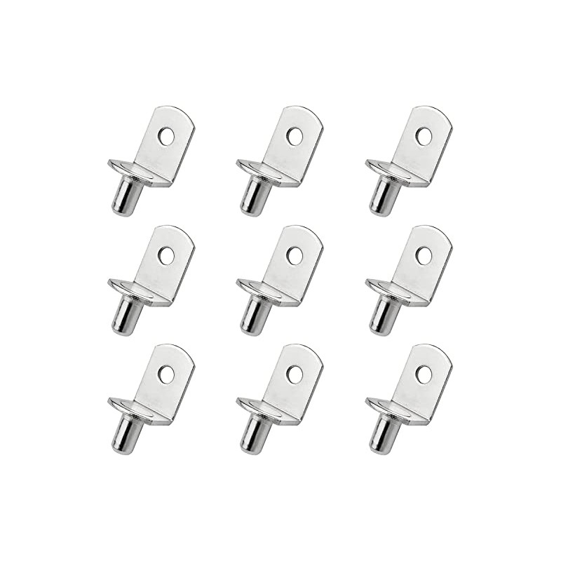 L-Shaped Support Shelf Bracket Pegs with Hole, Polished Nickel Steel