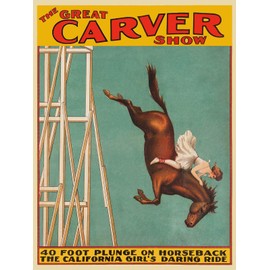 Magnet The Great Carver Diving Horse Show 1920s Atlantic City Steel Pier Magnet Vinyl Magnetic Sheet for Lockers, Cars, Signs, Refrigerator 5"