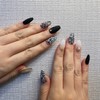 Black tweed chain handmade nail tip - petit round /