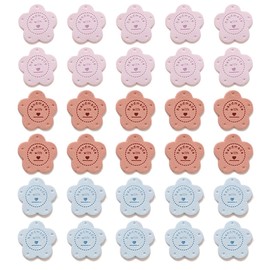 30 Pieces Flower Fabric Labels, Sewing Cloth Labels, Leather Labels, Sewing Tape, 5 Holes, Handmade Flower Labels, Suitable for DIY Sewing Crafts, Sewing Decoration