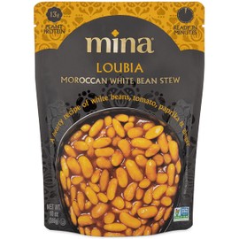 Mina Moroccan White Beans, Cannellini Beans, 10 oz (Pack of 6) Ready to Eat, Plant Protein, Vegan, Non-GMO, Gluten Free Healthy Food, Microwave Meals Ready to Eat, Packaged Meals & Side Dishes, Kosher