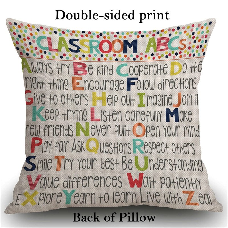 Smooffly Cushion Cover Classroom ABCs Education Decorative Throw Pillow Cover